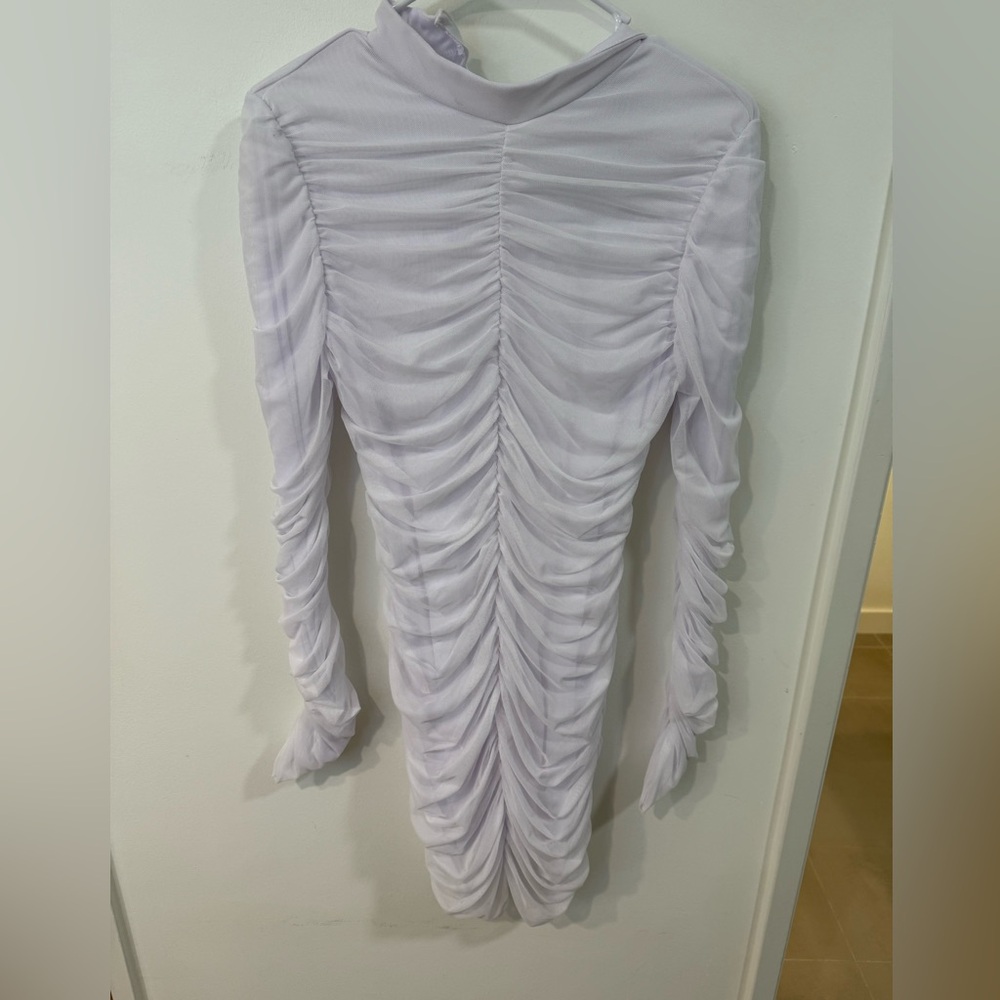 Fashion Nova White Ruched Dress
